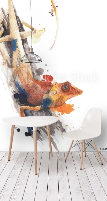 Picture of Lizard garden lizard reptile wild animal critter watercolor painting illustration isolated on white background